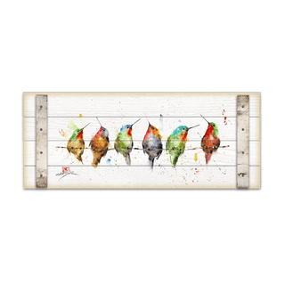 Hummers on a Wire - Wood Plank Wall Art Wood & Metal Wall Art Dean Crouser