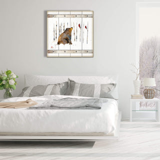Sitting Bear and Cardinals - Wood Plank Wall Art Wood & Metal Wall Art Dean Crouser