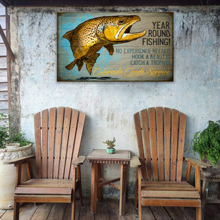 Year Round Fishing! - Wood & Metal Wall Art Wood & Metal Wall Art Ed Anderson