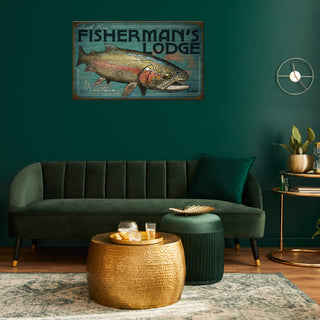 Fisherman's Rainbow Lodge - Wood & Metal Wall Art Wood & Metal Wall Art Ed Anderson