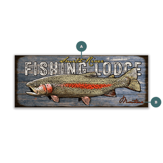 Rainbow Fishing Lodge - Wood & Metal Wall Art Wood & Metal Wall Art Ed Anderson Wood 36" x 14"