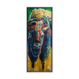 Pastel Bison - Wood & Metal Wall Art Wood & Metal Wall Art Ed Anderson Wood 7" x 16"