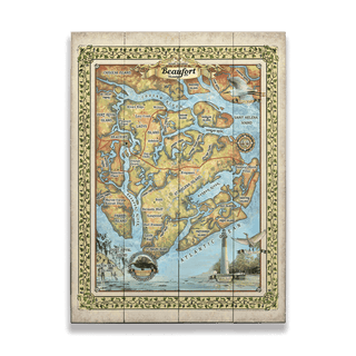 Beaufort South Carolina: Illustrated Map - Wood & Metal Wall Art Wood & Metal Wall Art Lisa Middleton Wood 17" x 23"