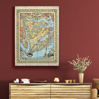 Beaufort South Carolina: Illustrated Map - Wood & Metal Wall Art Wood & Metal Wall Art Lisa Middleton