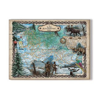 Ski Runs of Big Sky Mountain Resort, Montana - Wood & Metal Wall Art Wood & Metal Wall Art Lisa Middleton Wood 23" x 17"