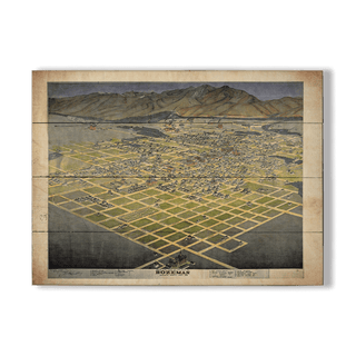 Bird's Eye View of Bozeman, Montana - Wood & Metal Wall Art Wood & Metal Wall Art Lisa Middleton Wood 23" x 17"