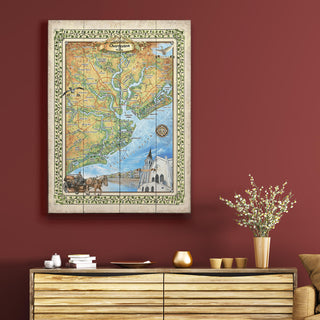 Charleston, South Carolina: Illustrated Map - Wood & Metal Wall Art Wood & Metal Wall Art Lisa Middleton