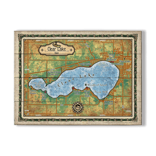 Clear Lake, Iowa: Illustrated Map - Wood & Metal Wall Art Wood & Metal Wall Art Lisa Middleton Wood 23" x 17"
