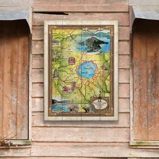 Crater Lake National Park, Oregon: Illustrated Map - Wood & Metal Wall Art Wood & Metal Wall Art Lisa Middleton
