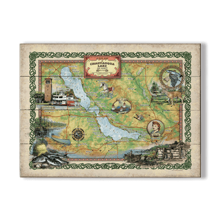 A New Map of Chautauqua Lake - Wood & Metal Wall Art Wood & Metal Wall Art Lisa Middleton Wood 23" x 17"