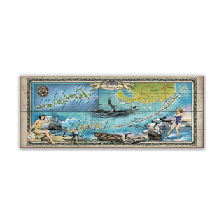 The Florida Keys: Wide Illustrated Map - Wood & Metal Wall Art Wood & Metal Wall Art Lisa Middleton Wood 36" x 14"