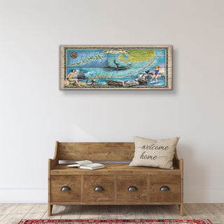 The Florida Keys: Wide Illustrated Map - Wood & Metal Wall Art Wood & Metal Wall Art Lisa Middleton