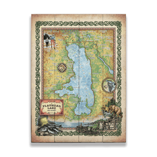 Flathead Lake, Montana: Illustrated Map - Wood & Metal Wall Art Wood & Metal Wall Art Lisa Middleton Wood 17" x 23"
