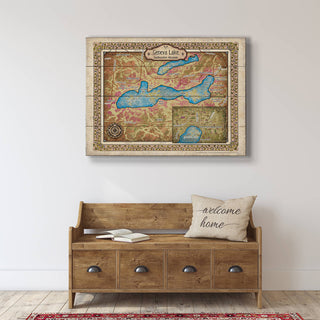 Geneva Lake, Wisconsin: Illustrated Map - Wood & Metal Wall Art Wood & Metal Wall Art Lisa Middleton