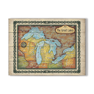 The Great Lakes: Illustrated Map - Wood & Metal Wall Art Wood & Metal Wall Art Lisa Middleton Wood 23" x 17"