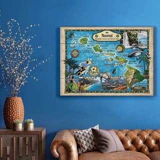 Hawaii: Illustrated Map - Wood & Metal Wall Art Wood & Metal Wall Art Lisa Middleton