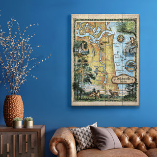 Jacksonville Beaches, Florida: Illustrated Map - Wood & Metal Wall Art Wood & Metal Wall Art Lisa Middleton
