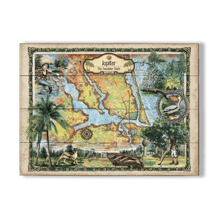 Jupiter, Florida: Illustrated Map - Wood & Metal Wall Art Wood & Metal Wall Art Lisa Middleton Wood 23" x 17"