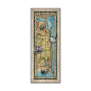 Jupiter Island, Florida: Illustrated Map - Wood & Metal Wall Art Wood & Metal Wall Art Lisa Middleton Wood 14" x 36"