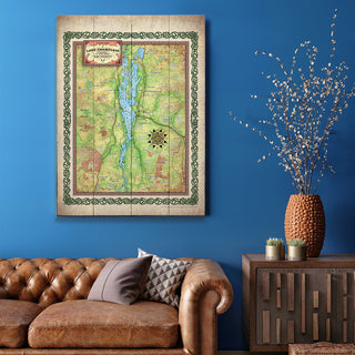 Lake Champlain: Illustrated Map - Wood & Metal Wall Art Wood & Metal Wall Art Lisa Middleton