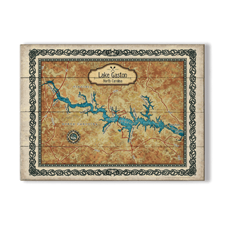 Lake Gaston, North Carolina: Illustrated Map - Wood & Metal Wall Art Wood & Metal Wall Art Lisa Middleton Wood 23" x 17"