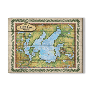Leech Lake, Minnesota: Illustrated Map - Wood & Metal Wall Art Wood & Metal Wall Art Lisa Middleton Wood 23" x 17"