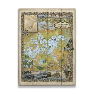 Lake Minnetonka, Minnesota: Illustrated Map - Wood & Metal Wall Art Wood & Metal Wall Art Lisa Middleton Wood 17" x 23"