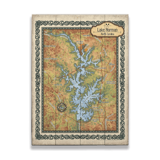 Lake Norman, North Carolina: Illustrated Map - Wood & Metal Wall Art Wood & Metal Wall Art Lisa Middleton Wood 17" x 23"
