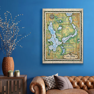 Lake Okoboji, Iowa: Illustrated Map - Wood & Metal Wall Art Wood & Metal Wall Art Lisa Middleton