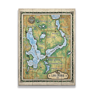 Lake Okoboji, Iowa: Illustrated Map - Wood & Metal Wall Art Wood & Metal Wall Art Lisa Middleton Wood 17" x 23"