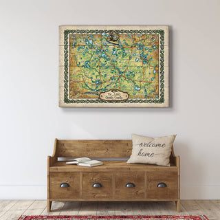 The Lakes of Oneida County, Wisconsin: Illustrated Map - Wood & Metal Wall Art Wood & Metal Wall Art Lisa Middleton