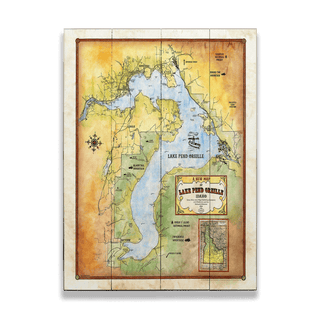 Lake Pend Oreille, Idaho: Illustrated - Wood & Metal Wall Art Wood & Metal Wall Art Lisa Middleton Wood 17" x 23"