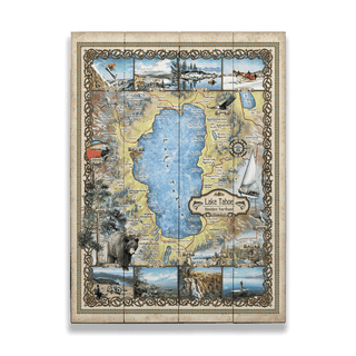 Lake Tahoe: Illustrated Map - Wood & Metal Wall Art Wood & Metal Wall Art Lisa Middleton Wood 17" x 23"