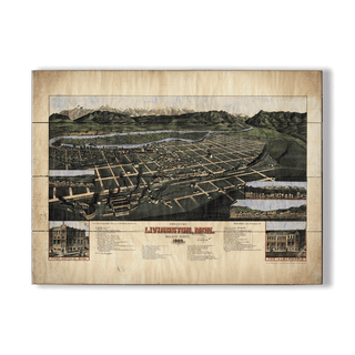 Bird's Eye View of Livingston, Montana - Wood & Metal Wall Art Wood & Metal Wall Art Lisa Middleton Wood 23" x 17"
