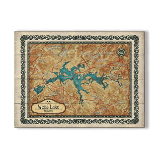 Weiss Lake, Alabama Vintage Map - Wood & Metal Wall Art Wood & Metal Wall Art Lisa Middleton Wood 23" x 17"