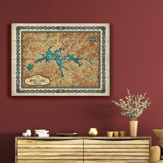 Weiss Lake, Alabama Vintage Map - Wood & Metal Wall Art Wood & Metal Wall Art Lisa Middleton