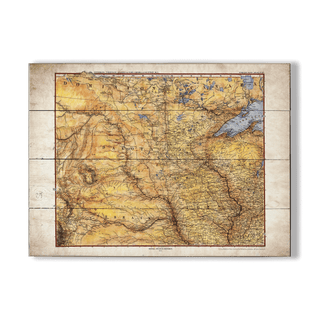Vintage Map of the Midwest, USA - Wood & Metal Wall Art Wood & Metal Wall Art Lisa Middleton Wood 23" x 17"