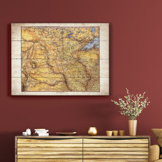 Vintage Map of the Midwest, USA - Wood & Metal Wall Art Wood & Metal Wall Art Lisa Middleton