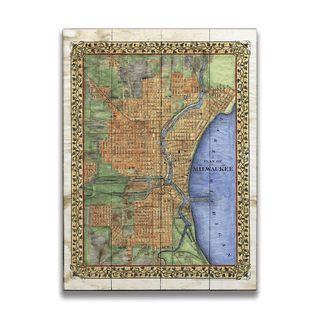 Historic Vintage Map of Milwaukee, Wisconsin - Wood & Metal Wall Art Wood & Metal Wall Art Lisa Middleton Wood 17" x 23"