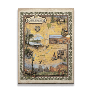 Majestic National Parks: Illustrated Map - Wood & Metal Wall Art Wood & Metal Wall Art Lisa Middleton Wood 17" x 23"
