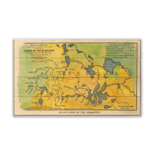 Headwaters of the Mississippi: Illustrated Map - Wood & Metal Wall Art Wood & Metal Wall Art Lisa Middleton Wood 24" x 14"
