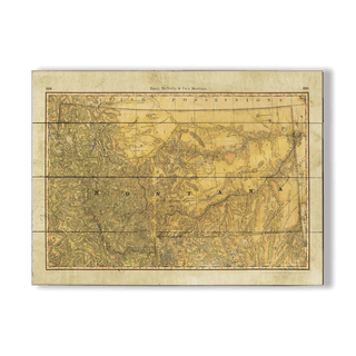 Historic Map of Montana Wagon Roads - Wood & Metal Wall Art Wood & Metal Wall Art Lisa Middleton Wood 23" x 17"