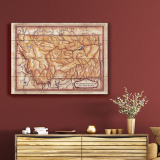 Watershed Map of Montana - Wood & Metal Wall Art Wood & Metal Wall Art Lisa Middleton