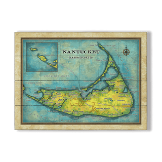Nantucket, Massachusetts: Illustrated Map - Wood & Metal Wall Art Wood & Metal Wall Art Lisa Middleton Wood 23" x 17"