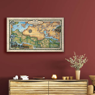 The Rainy River: Illustrated Map - Wood & Metal Wall Art Wood & Metal Wall Art Lisa Middleton