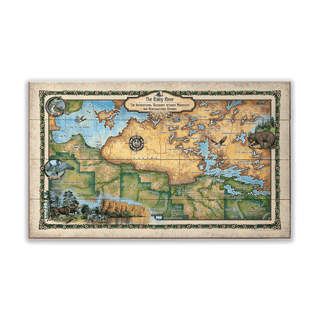 The Rainy River: Illustrated Map - Wood & Metal Wall Art Wood & Metal Wall Art Lisa Middleton Wood 24" x 14"