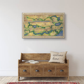 St. John's River, Florida: Illustrated Map - Wood & Metal Wall Art Wood & Metal Wall Art Lisa Middleton
