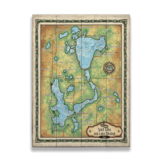 Spirit Lake and Lake Okoboji: Illustrated Map - Wood & Metal Wall Art Wood & Metal Wall Art Lisa Middleton Wood 17" x 23"