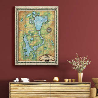 Spirit Lake and Lake Okoboji: Illustrated Map - Wood & Metal Wall Art Wood & Metal Wall Art Lisa Middleton
