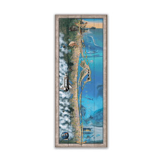 The Space Coast of Florida: Illustrated Map - Wood & Metal Wall Art Wood & Metal Wall Art Lisa Middleton Wood 14" x 36"